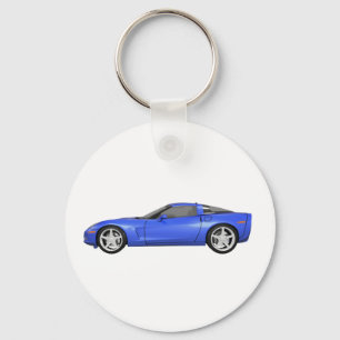 2008 Corvette: Sports Car: Blue Finish: Key Ring