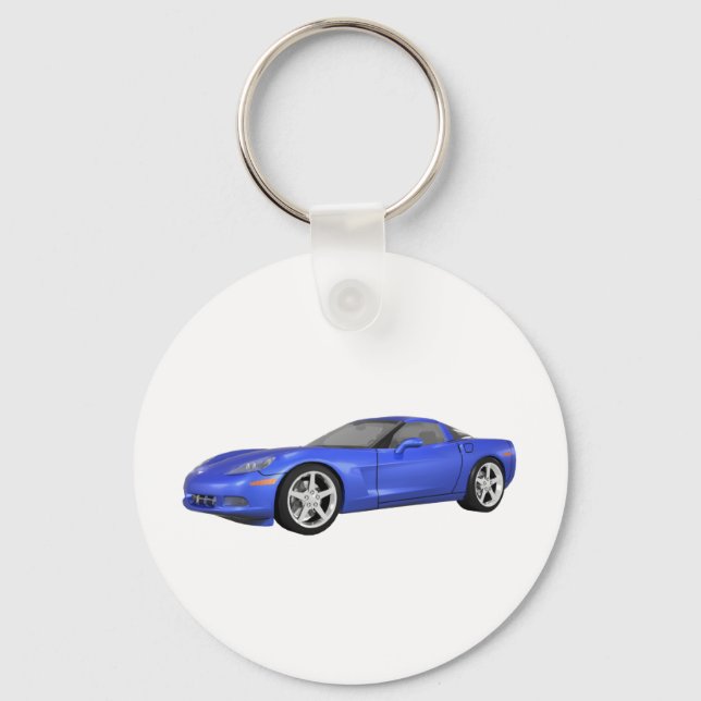 2008 Corvette: Sports Car: Blue Finish: Key Ring (Front)