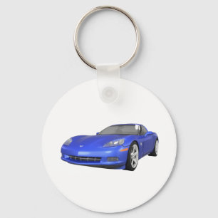 2008 Corvette: Sports Car: Blue Finish: Key Ring