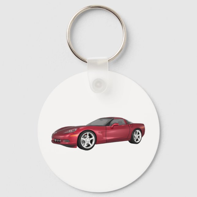 2008 Corvette: Sports Car: Candy Apple Finish: Key Ring (Front)
