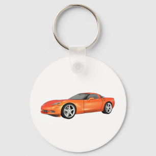 2008 Corvette: Sports Car: Orange Finish: Key Ring
