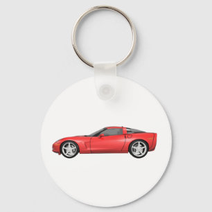 2008 Corvette: Sports Car: Red Finish: Key Ring