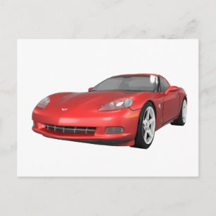 2008 Corvette: Sports Car: Red Finish: Postcard