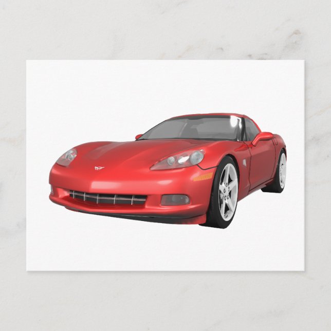 2008 Corvette: Sports Car: Red Finish: Postcard (Front)