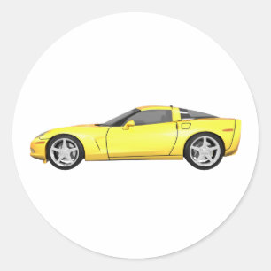 2008 Corvette: Sports Car: Yellow Finish: Classic Round Sticker