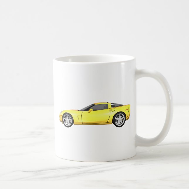 2008 Corvette: Sports Car: Yellow Finish: Coffee Mug (Right)