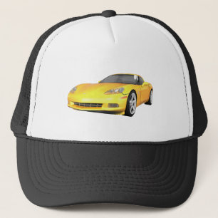 2008 Corvette: Sports Car: Yellow Finish: Trucker Hat