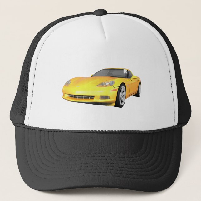 2008 Corvette: Sports Car: Yellow Finish: Trucker Hat (Front)