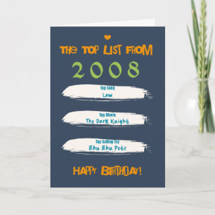 2008 Top List Birthday Card