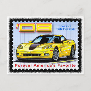 2008 ZHZ Hertz Fun Club Rental Edition Corvette Postcard