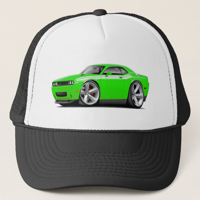 2009-11 Challenger RT Lime-White Car Trucker Hat (Front)