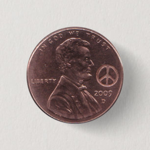 2009 Lincoln Cent PEACE Hippie Birth Year Button