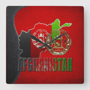 [200] Afghanistan: COA, Flag & Map Square Wall Clock