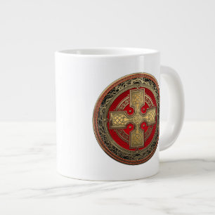 [200] Ancient Celtic Sacred Gold Knot Cross Large Coffee Mug