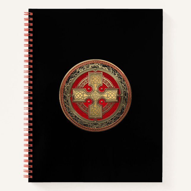 [200] Ancient Celtic Sacred Gold Knot Cross Notebook (Front)