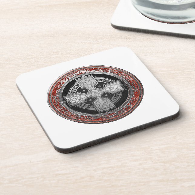[200] Ancient Celtic Sacred Silver Knot Cross Coaster (Left Side)