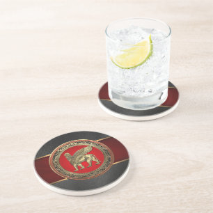 [200] Assyrian Winged Lion - Gold Lamassu Coaster