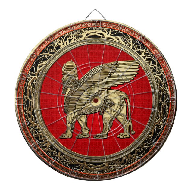 [200] Assyrian Winged Lion - Gold Lamassu Dartboard (Front)