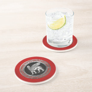 [200] Assyrian Winged Lion - Silver Lamassu Coaster