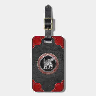 [200] Assyrian Winged Lion - Silver Lamassu Luggage Tag