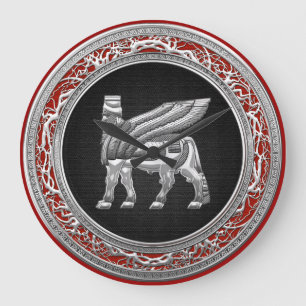 [200] Babylonian Winged Bull [Silver] [3D] Large Clock
