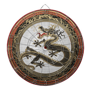 [200] Black and Gold Sacred Eastern Dragon Dartboard