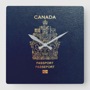 [200] Canadian Passport Cover Square Wall Clock