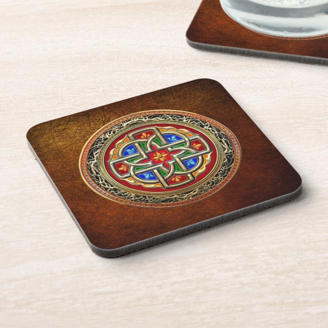 [200] Celtic Cross [Gold+Enamel] Coaster (Left Side)