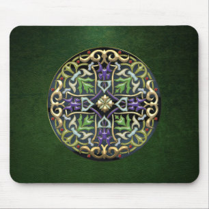 [200] Celtic Cross [Gold with Black Enamel] Mouse Pad