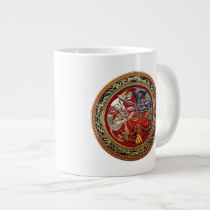 [200] Celtic Treasures - Three Dogs on Gold Large Coffee Mug