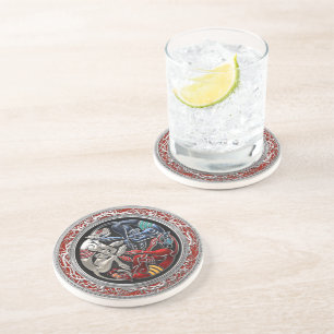 [200] Celtic Treasures - Three Dogs on Silver Coaster
