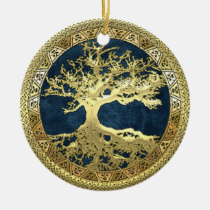 [200] Celtic Tree of Life [Gold] Ceramic Ornament