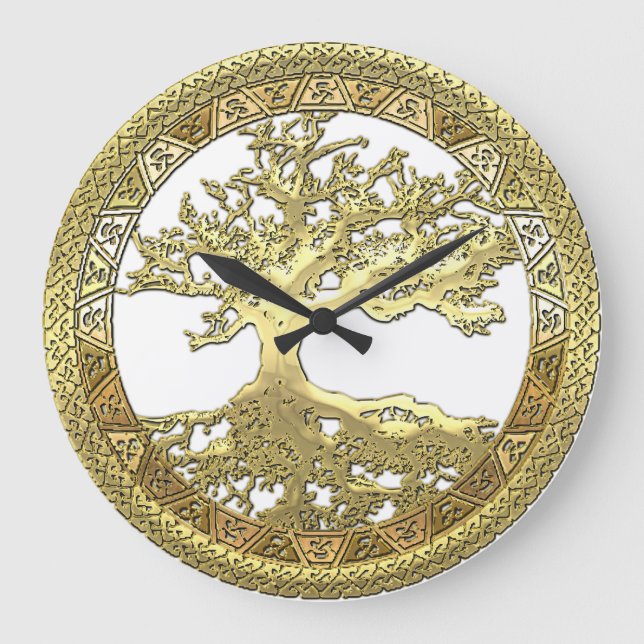 [200] Celtic Tree of Life [Gold] Large Clock (Front)