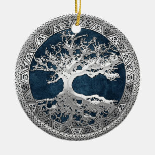 [200] Celtic Tree of Life [Silver] Ceramic Ornament