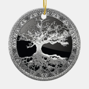 [200] Celtic Tree of Life [Silver] Ceramic Ornament