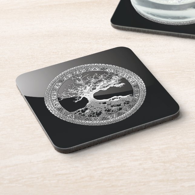 [200] Celtic Tree of Life [Silver] Coaster (Left Side)