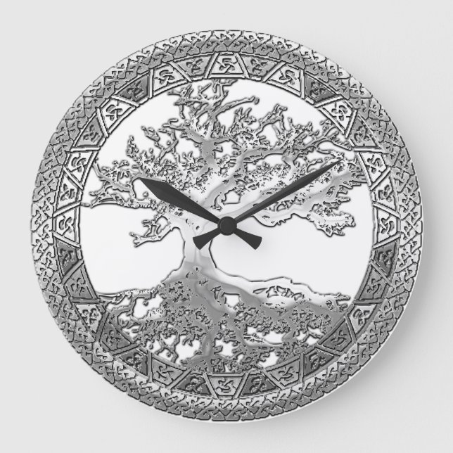 [200] Celtic Tree of Life [Silver] Large Clock (Front)