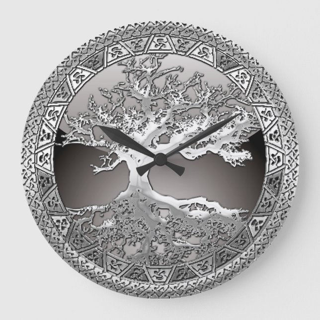 [200] Celtic Tree of Life [Silver] Large Clock (Front)