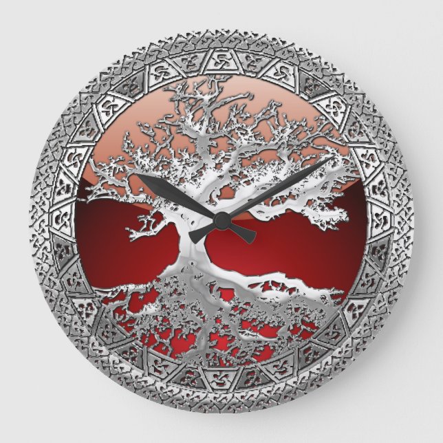 [200] Celtic Tree of Life [Silver] Large Clock (Front)