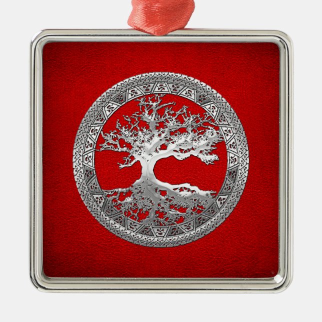 [200] Celtic Tree of Life [Silver] Metal Tree Decoration (Front)