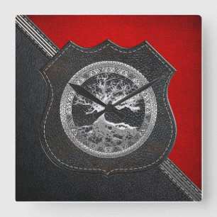 [200] Celtic Tree of Life [Silver] Square Wall Clock