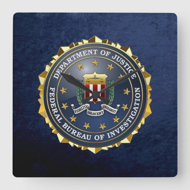 [200] FBI Special Edition Square Wall Clock (Front)