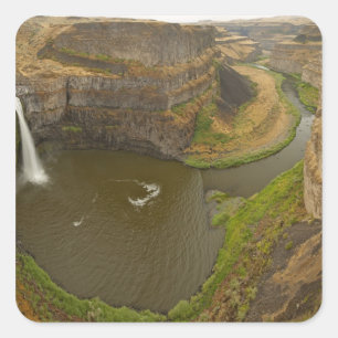 200 foot high Palouse Falls State Park in Square Sticker