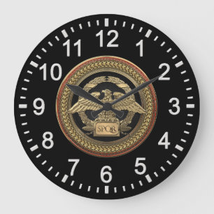 [200] Gold Roman Imperial Eagle on Gold Medallion Large Clock