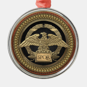 [200] Gold Roman Imperial Eagle on Gold Medallion Metal Ornament