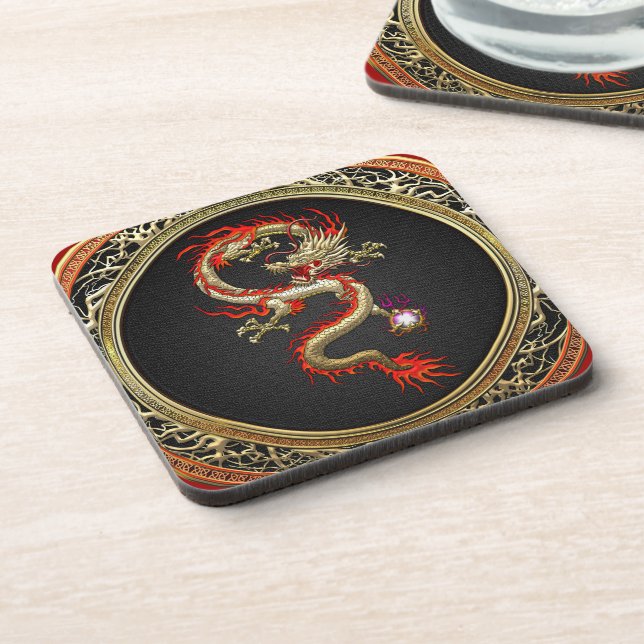 [200] Golden Chinese Dragon Fucanglong Coaster (Left Side)