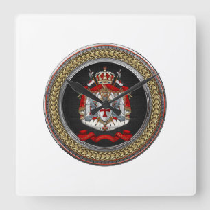 [200] Knights Templar Coat of Arms Square Wall Clock