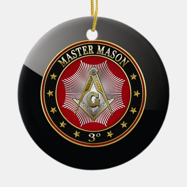 [200] Master Mason - 3rd Degree Square & Compasses Ceramic Tree Decoration (Front)