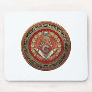 [200] Master Mason - Gold Square & Compasses Mouse Pad