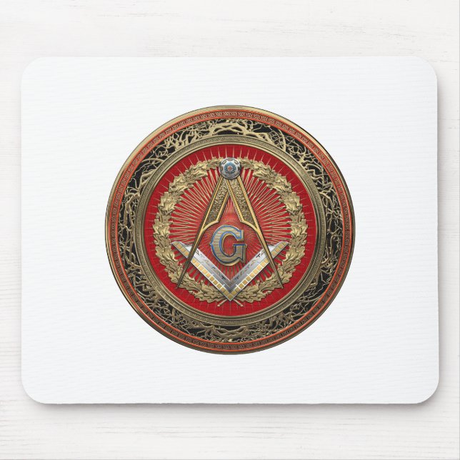 [200] Master Mason - Gold Square & Compasses Mouse Pad (Front)